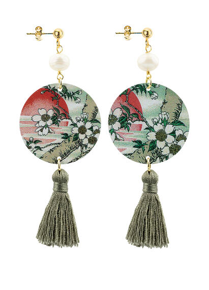 Orecchini Circle Piccolo Fiore Ciliegio Nappa Grigia - Lebole Maison