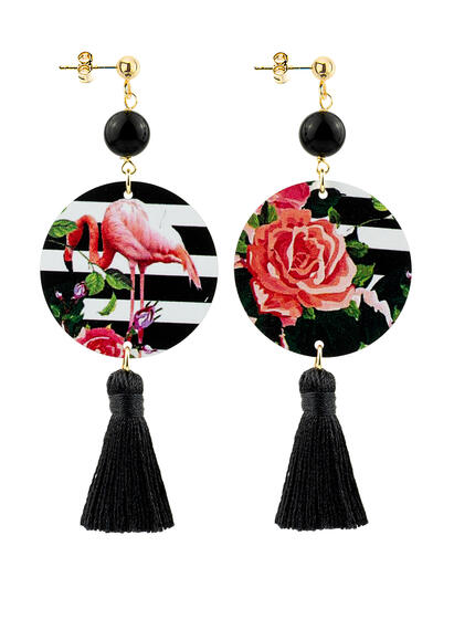 Orecchini Circle Piccolo Rosa Nappa Nero - Lebole Maison