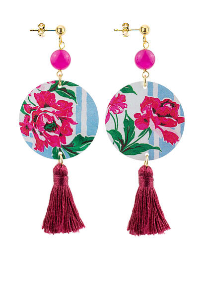 Orecchini Circle Piccolo Righe Nappa Fucsia - Lebole Maison