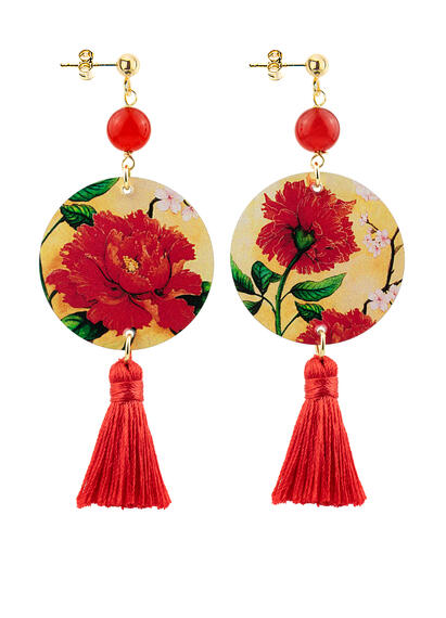 Orecchini Circle Piccolo Rosa Nappa Rosso - Lebole Maison