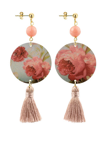 Orecchini Circle Piccolo Fiore Nappa Rosa - Lebole Maison