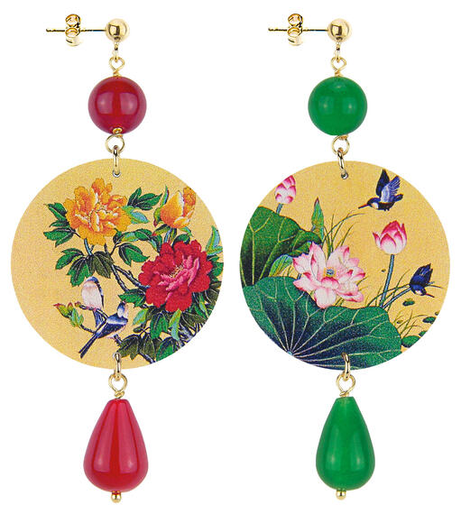 Orecchini Ramo Fiori Classico Rubino E Verde - Lebole Maison