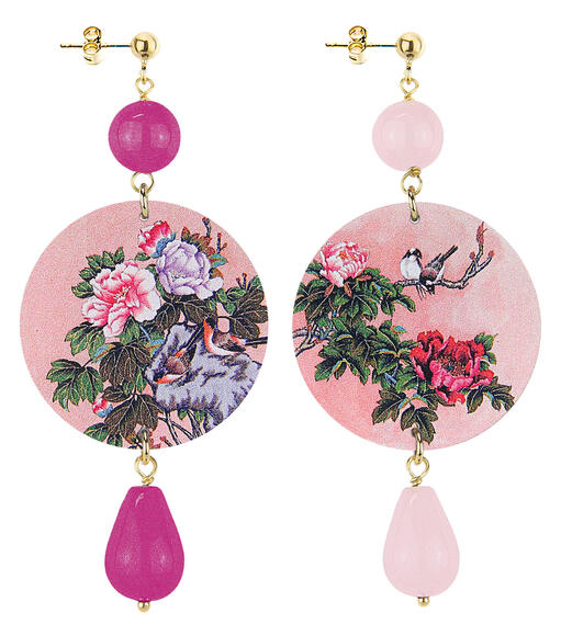 Orecchini Ramo Fiori Classico Fucsia E Rosa - Lebole Maison