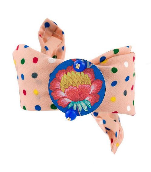 Bracciale Tessuto Fiore Blu - Lebole Maison