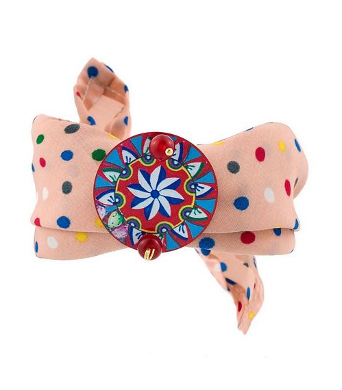 Ruby Wheel Fabric Bracelet - Lebole Maison
