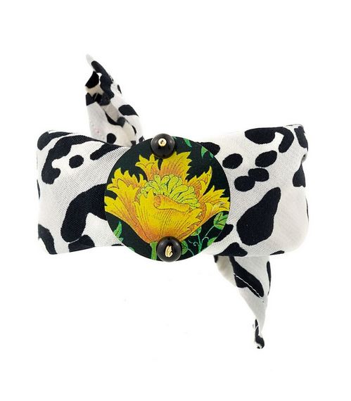 Bracciale Tessuto Fiore Nero - Lebole Maison
