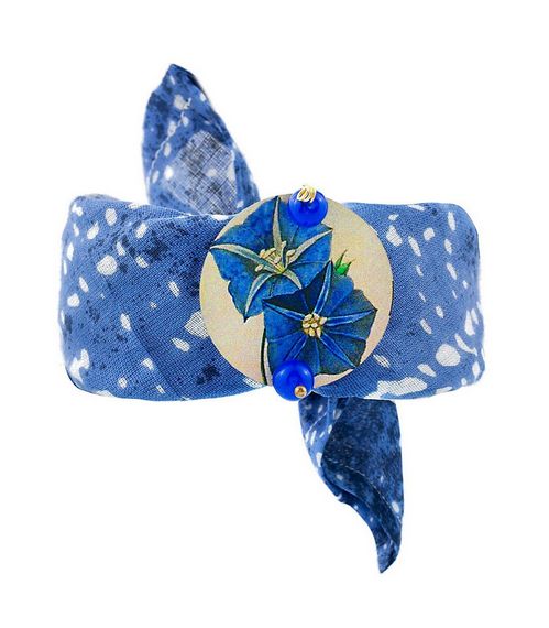 Blue Flower Fabric Bracelet - Lebole Maison