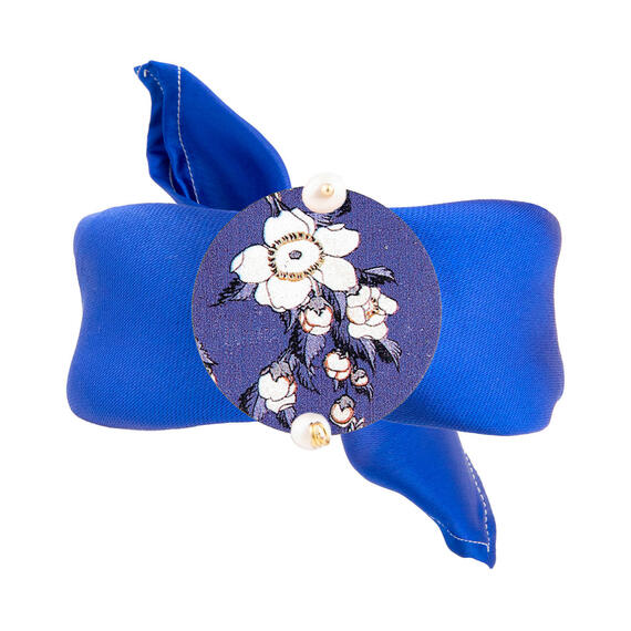 Bracciale Blu Fiori Bianchi Classico Perla - Lebole Maison