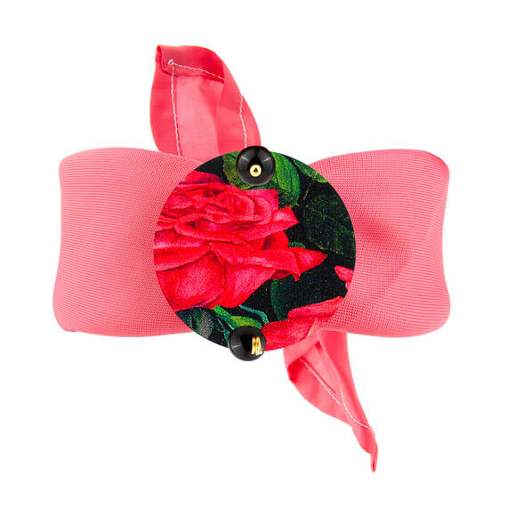 Bracciale Rosa Fiore Rosso Classico Nero - Lebole Maison