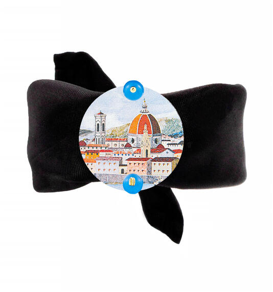 Bracciale Nero Firenze Classico Azzurro - Lebole Maison