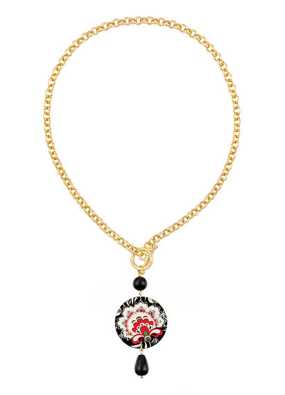 Classic Black Flower Necklace - Lebole Maison