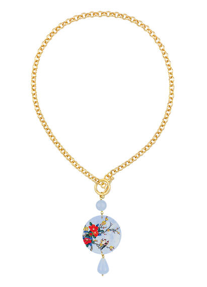 Classic Light Blue Flower Branch Necklace - Lebole Maison