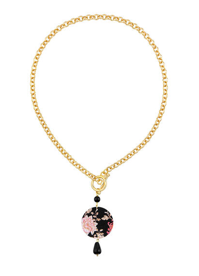 Collana Fiore Rosa Piccolo Nero - Lebole Maison
