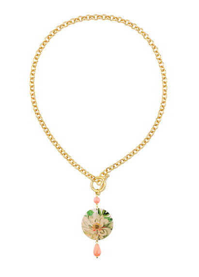 Small White Pink Shaded Flower Necklace - Lebole Maison