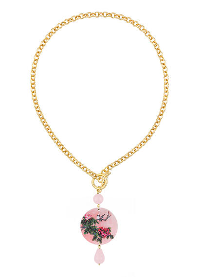 Classic Pink Flower Branch Necklace - Lebole Maison