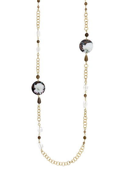 Collana Lebolina Classico Fiore Bianco Marrone - Lebole Maison