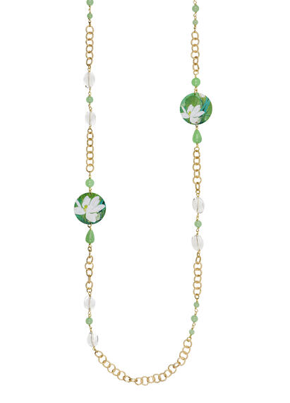 Collana Lebolina Classico Fiore Bianco Verde Giada - Lebole Maison