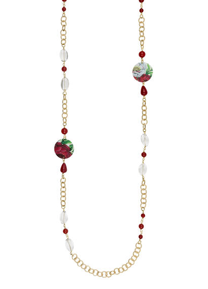 Collana Lebolina Piccolo Fiore Bianco E Rosso - Lebole Maison