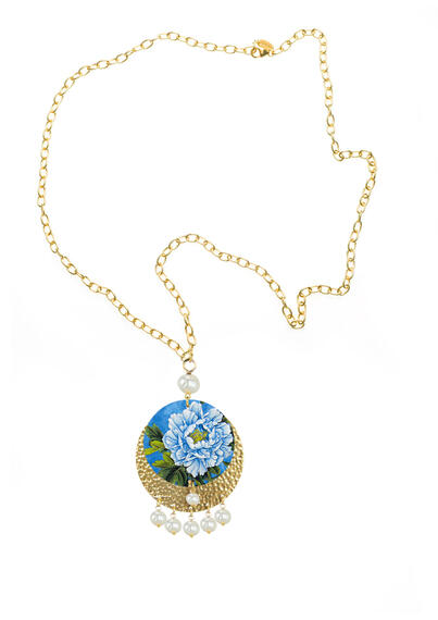 Collana Fiore Azzurro Perla - Lebole Maison