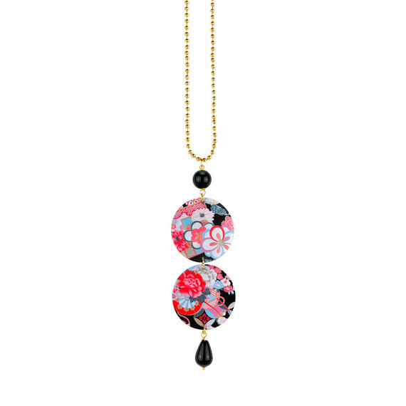 Collana Fiori Rosa E Bianchi Nero - Lebole Maison