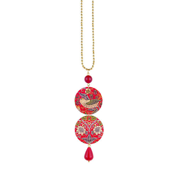 Collana Tessuto Fiori Rubino - Lebole Maison