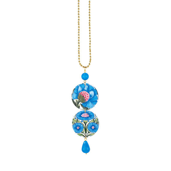 Collana Tessuto Fiori Azzurro - Lebole Maison