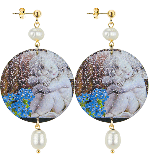 Orecchini Putto Azzurro Grande Perla - Lebole Maison