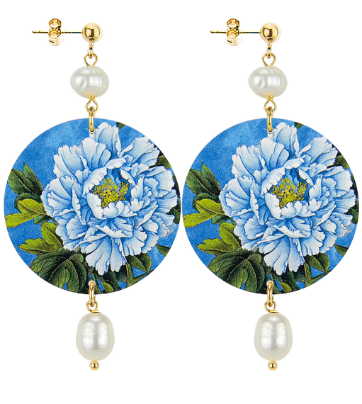 Orecchini Fiore Azzurro Grande Perla - Lebole Maison