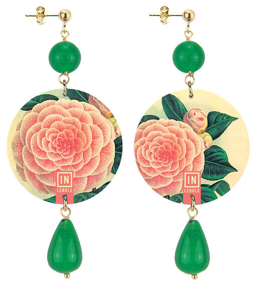 Orecchini Fiore Rosa Classico Verde - Lebole Maison