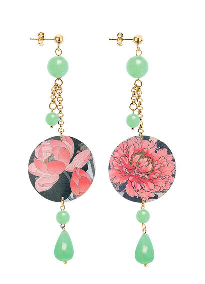 Orecchini Ciuffo Fiore Classico Verde Giada - Lebole Maison