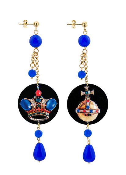 Orecchini Ciuffo Gioiello Corona Classico Blu - Lebole Maison