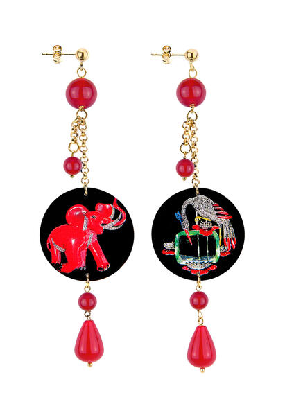 Orecchini Ciuffo Gioiello Elefante Classico Rubino - Lebole Maison