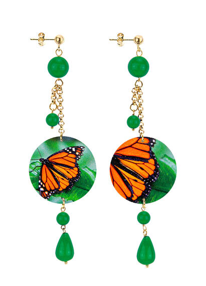 Orecchini Ciuffo Farfalla Classico Verde - Lebole Maison