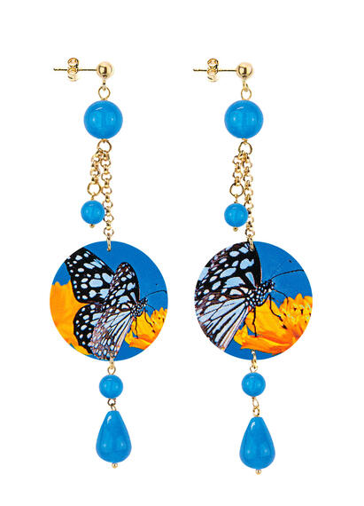 Orecchini Ciuffo Farfalla Classico Azzurro - Lebole Maison