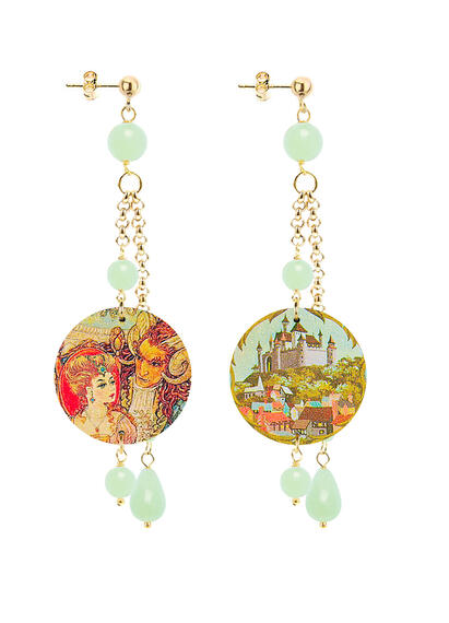 Orecchini Ciuffo La Bella E La Bestia Piccolo Verde Acqua - Lebole Maison