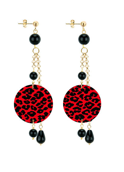 Orecchini Ciuffo Leopardato Piccolo Nero - Lebole Maison