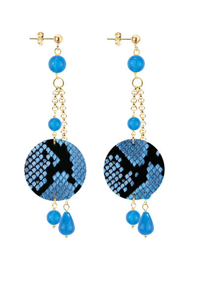 Orecchini Ciuffo Pitonato Piccolo Azzurro - Lebole Maison