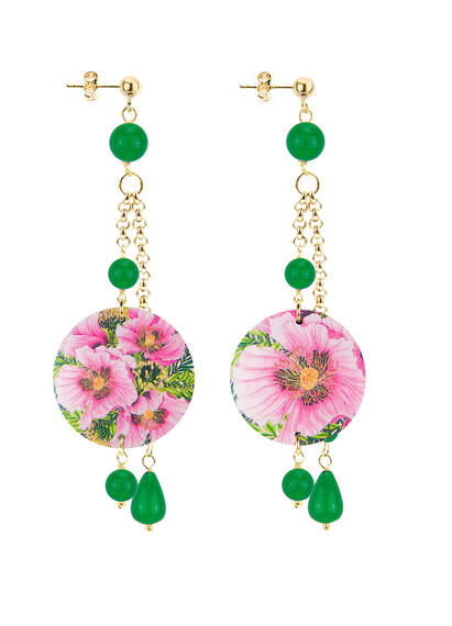 Orecchini Ciuffo Fiore Piccolo Verde - Lebole Maison