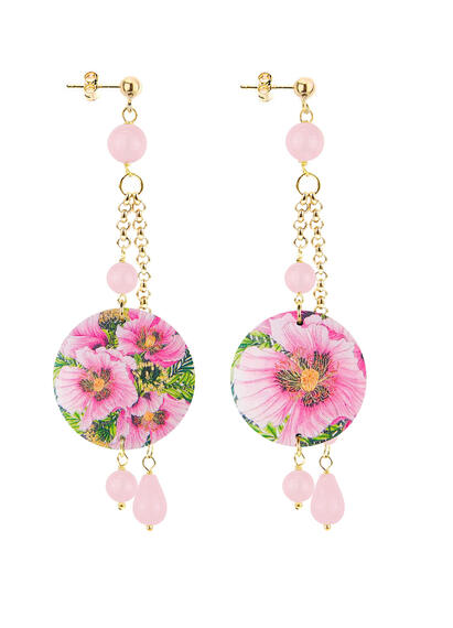 Orecchini Ciuffo Fiore Piccolo Rosa - Lebole Maison