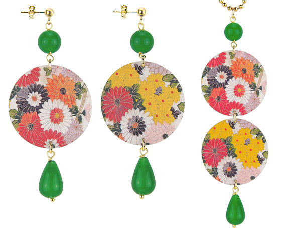Parure Orecchini E Collana Fiori Misti Classico Verde - Lebole Maison