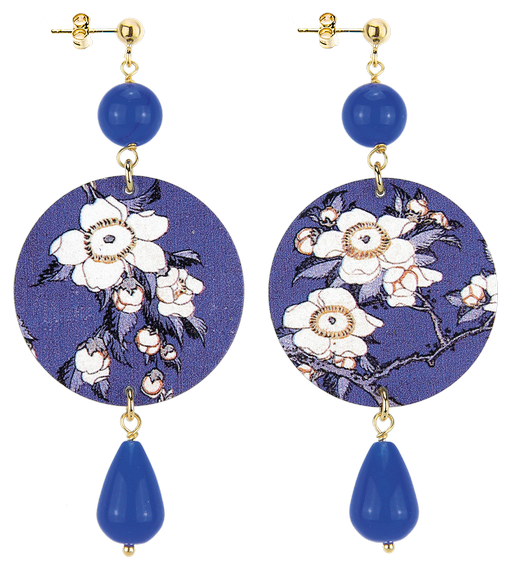 Orecchini Fiori Bianchi Classico Blu - Lebole Maison