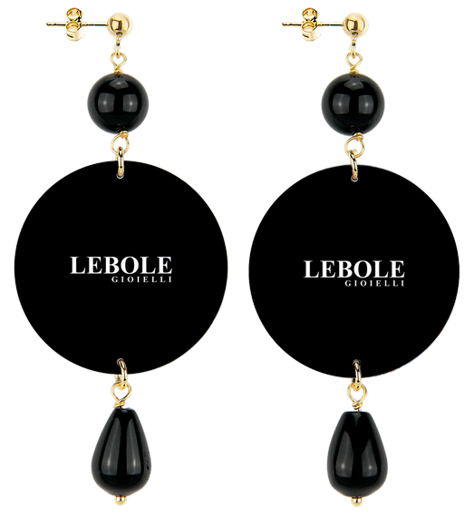 Orecchini Fiore Rosa E Bianchi Classico Nero - Lebole Maison