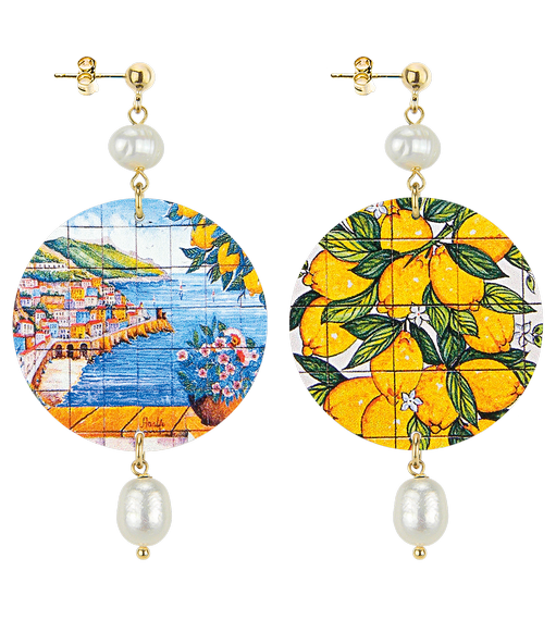Orecchini Amalfi Limoni E Paesaggio Classico Perla - Lebole Maison