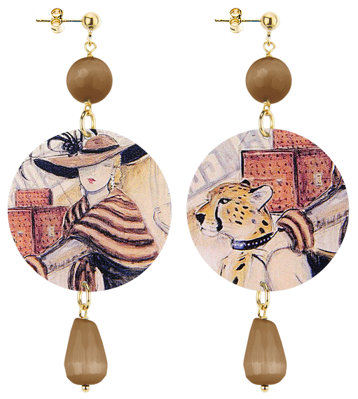 Earrings Twenties Brown Classic - Lebole Maison