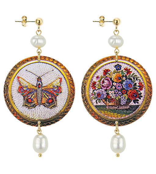 Orecchini Micromosaico Classico Perla - Lebole Maison