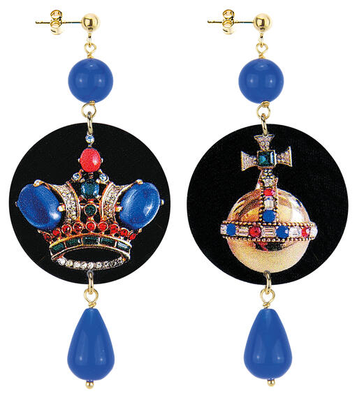 Orecchini Corona Classico Blu - Lebole Maison