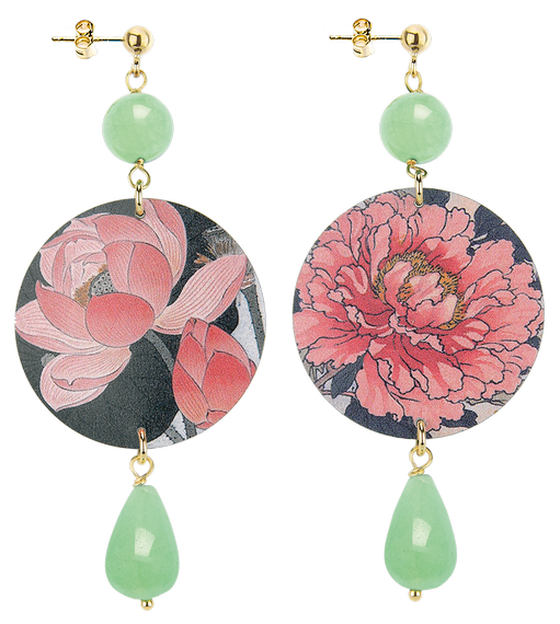 Orecchini Fiore Rosa Classico Verde Giada - Lebole Maison