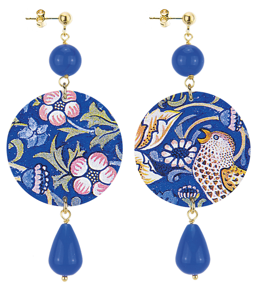 Orecchini Tessuto Fiori Classico Blu - Lebole Maison
