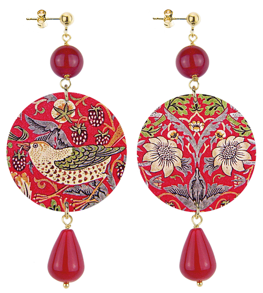 Earrings Flowers Fabric Ruby Classic - Lebole Maison