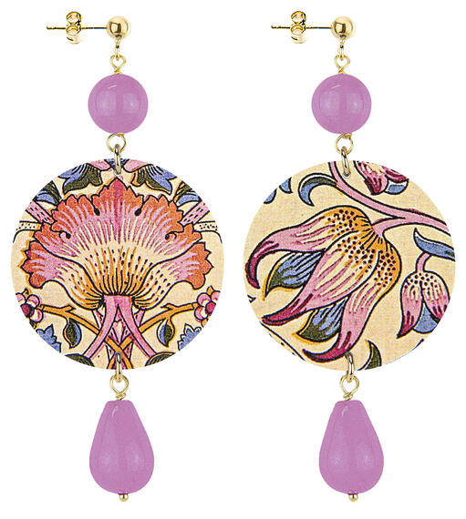 Orecchini Tessuto Fiori Classico Viola Chiaro - Lebole Maison